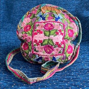 Altiplano Guatemalan Embroidered Floral round Bag